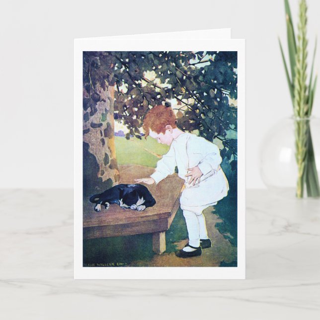 Sömpkatt och barn Jessie Willcox Smith Kort (Framsida)