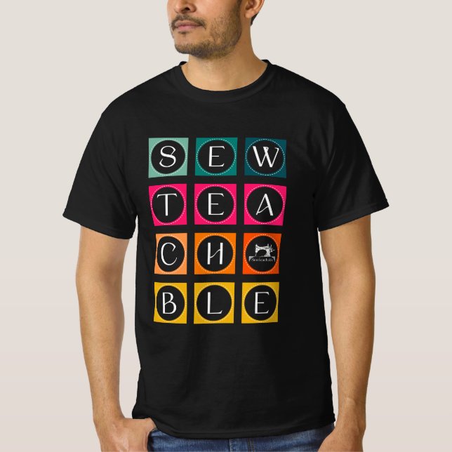 Sömundervisningsbara Färgglada Rutor T Shirt (Framsida)
