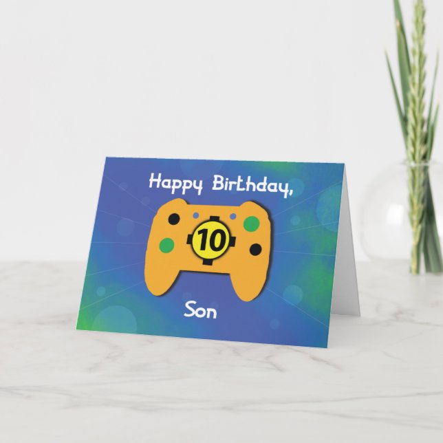 Son 10-års födelsedags spelkontroll kort (Framsida)
