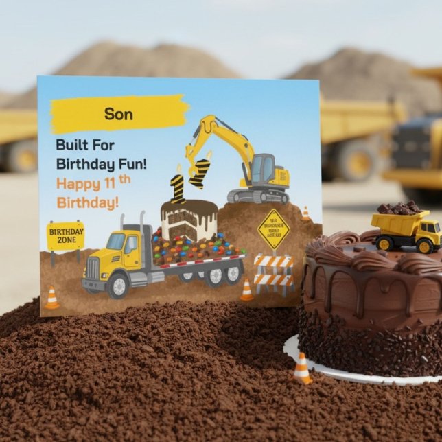 Son 11-årsdag Byggarbetsplats Kort (Skapare uppladdad)