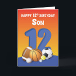 Son 12:e Birthday Sports Bollar Kort<br><div class="desc">För en speciell kille är det här speciella kortet som skickar lustiga födelsedagshälsningar. Ha det här kortet till ge för din speciella son när han går för att fira sin 12:e-födelsedag.</div>