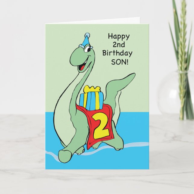 Son, 2:a födelsedag Dinosaur Kort (Framsida)