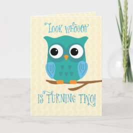Son 2:a födelsedagen Uggla Blue och Grönt Kort