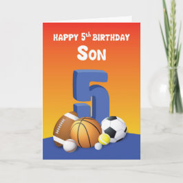 Son 5:e födelsedagen Sports Bollar Kort