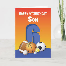 Son 6e Birthday Sports Bollar Kort