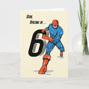 Son 6e Birthday Superhjälte Kort