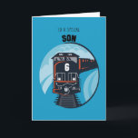 Son 6e Birthday Tåg, Little Boy, Blue Kort<br><div class="desc">Fira ett annat lycklig år till och överraska er vackra son på hans 6e-födelsedag med fantastisk tåg. Här kommer det med ett stort nummer sex,  på en blå bakgrund med ert viktiga budskap.</div>