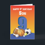 Son 9th Birthday Sports Bollar Kort<br><div class="desc">Din unge son har dribblat in i många sportfantasters hjärtan. För hans kommande födelsedag är det ett måste att du ge honom detta kort. Han kommer definitivt att ta kärlek.</div>