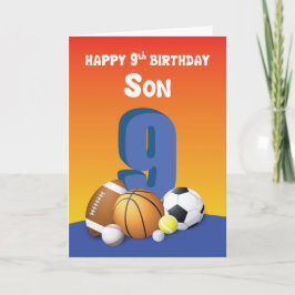 Son 9th Birthday Sports Bollar Kort