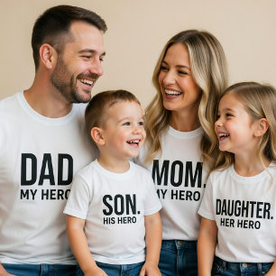 Son är hans hjälthemd Matchande fader- och sonkläd T Shirt