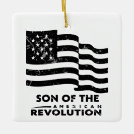 Son av den amerikanska revolutionen SAR US FLAG Julgransprydnad Keramik
