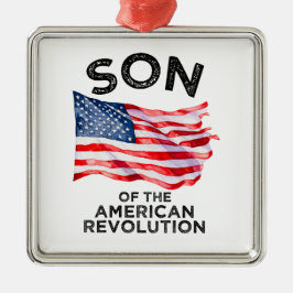 Son av den amerikanska revolutionen SAR US FLAG Julgransprydnad Metall