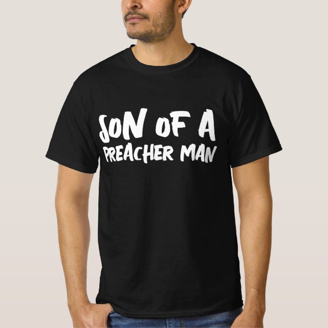 SON AV ETT PREACHER MAN MANAR RETRO T-SHIRTS TETS (Framsida)