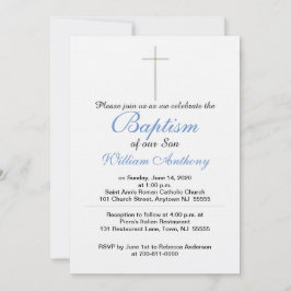 Son Baptism Kor Blue Grått Inbjudningar