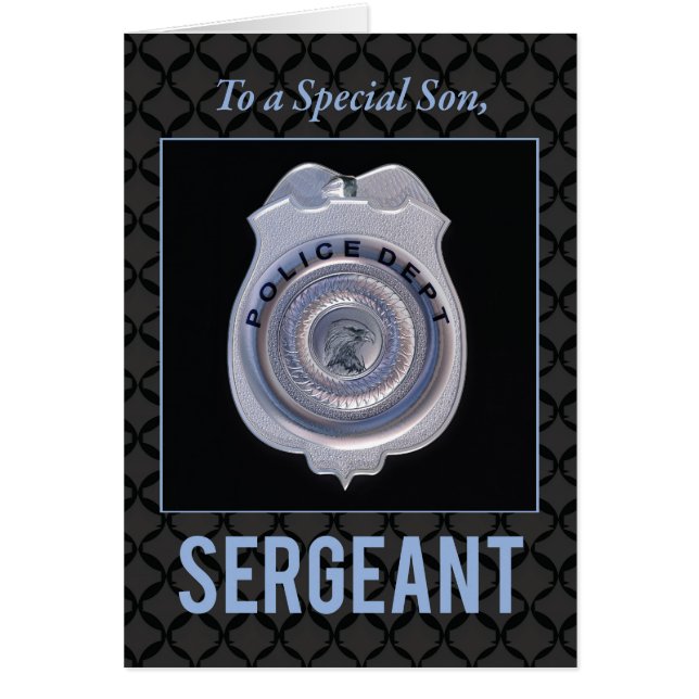 Son, befordran till sergeant på polisavdelningen hälsningskort (Framsidan)