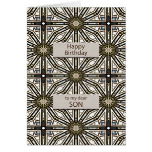 Son Birthday Abstrakt Mandala Design Hälsningskort