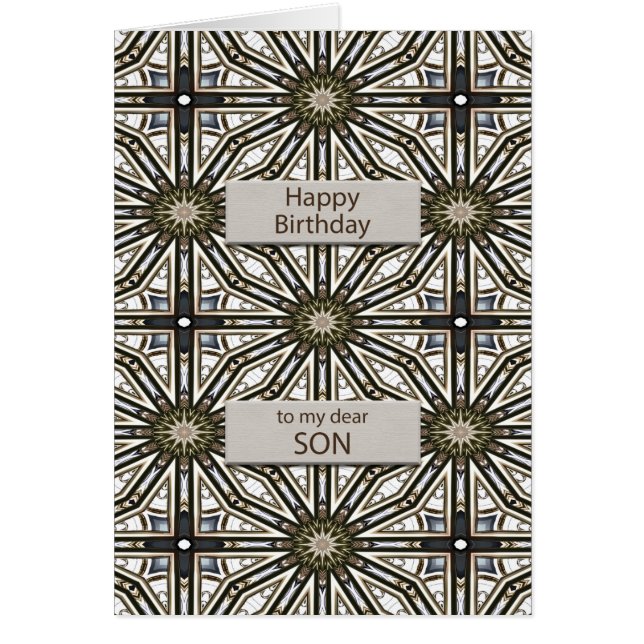 Son Birthday Abstrakt Mandala Design Hälsningskort (Framsidan)