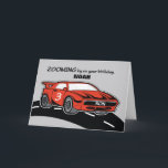 Son Birthday Age 3 Red Sports Car Kort<br><div class="desc">Det här kortet levereras med ett anpassade som gör att du kan byta namn för att göra det till namn i din djupaste son som kommer att fira sin 3:e födelsedag om bara några dagar till. Få dig att kopiera det här nu för att ge honom.</div>