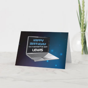 Son Birthday Anpassade Namn med Computer Kort