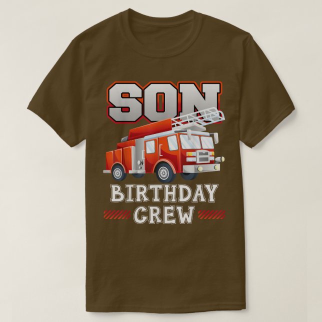 Son Birthday Crew Fire Lastbil Firefighter Family  T Shirt (Design framsida)