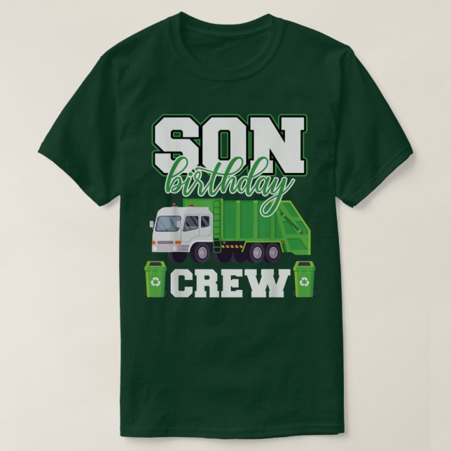 Son Birthday Crew Sopor Lastbil-familjen Matching  T Shirt (Design framsida)
