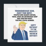 Son Birthday Donald Trump Kort<br><div class="desc">En illustration av Trumps ge "ok"-handskylt och roligten "Tremendous son" visas på den berömda donald Trumps födelsedagskalender. Bara det bästa... " Denna politiska sons födelsedagskalender ger en trevlig gåva till en republikansk son,  MAGA,  eller någon som har politisk satir.</div>