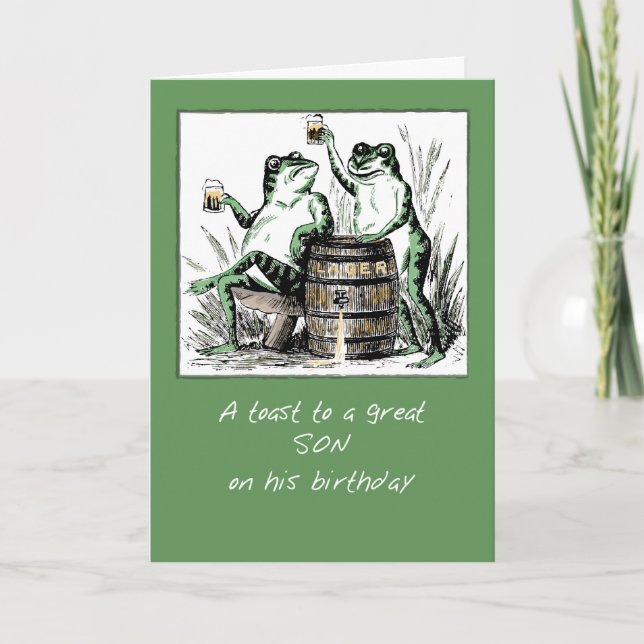 Son Birthday Frogs Toast with Beer Kort (Framsida)