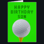Son Birthday Golf Hälsningskort<br><div class="desc">Lycklig golfing födelsedag till din son! En golf boll på ett redo att befria! Ett underbart kort för alla som kärlek spelar golf.</div>