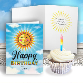 Son Birthday Gult Smiling Sol Card Kort