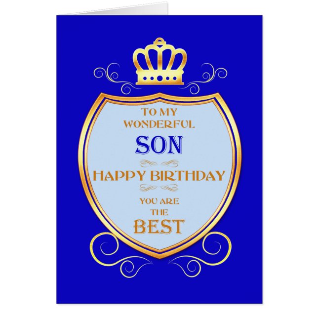 Son Birthday med Shield Hälsningskort (Framsidan)