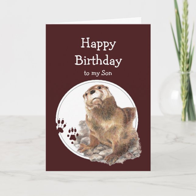 Son Birthday Otter Funny Animal Anpassningsbar Tex Kort (Framsida)