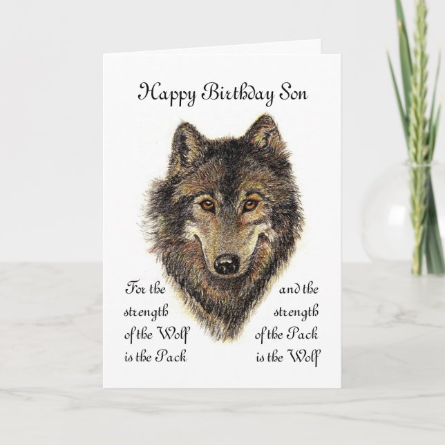 Son Birthday - Varg and Pack Quote Kort (Framsida)