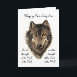 Son Birthday - Varg and Pack Quote Kort<br><div class="desc">För att styrka Vargen är förpackningen och styrkan på förpackningen är Vargens Varg - och förpackningsoffert - Djursamling</div>