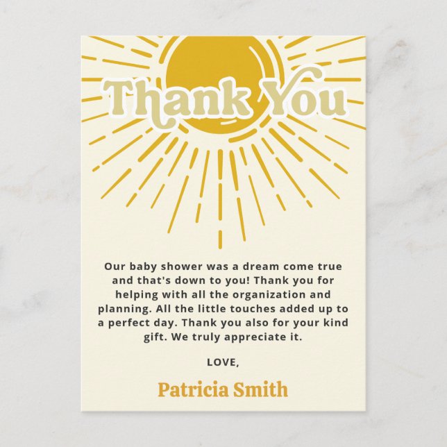 Son Boho Boy Shower Tack Vykort (Framsida)