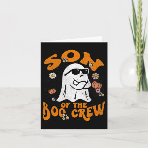 Son Boo Crew Groovy Matching Family Halloween Mana Kort