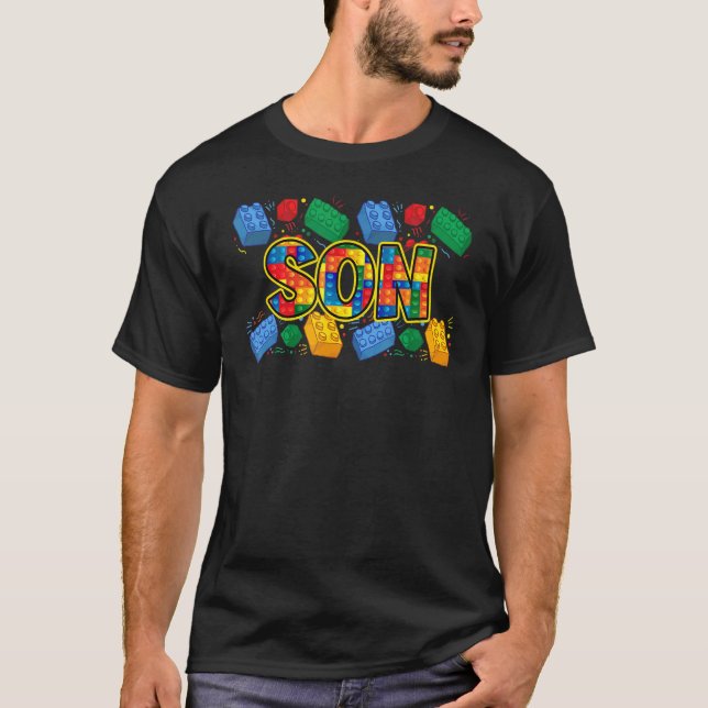 Son Brick Builder Boy Master Builder Blocks Buildi T Shirt (Framsida)