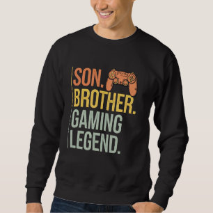 Son Bror Gaming Legend Retro Gamer Pojkar Barn Mig Lång Ärmad Tröja