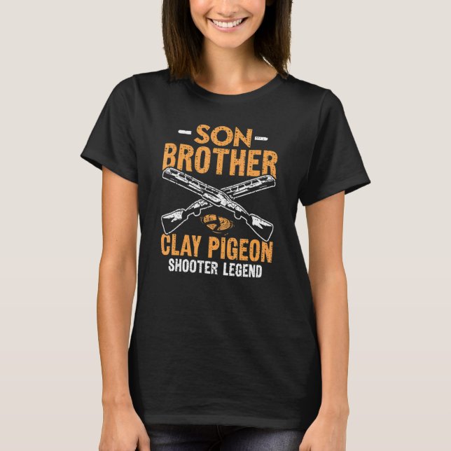 Son Brother Clay Pigeon Shooter Legend Clay Target T Shirt (Framsida)
