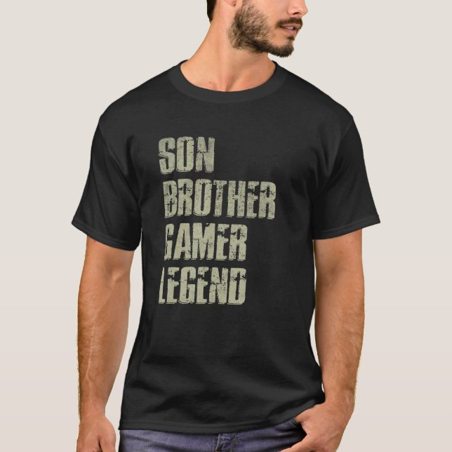 Son Brother Gamer Legend For Teenage Boys Christma T Shirt (Framsida)