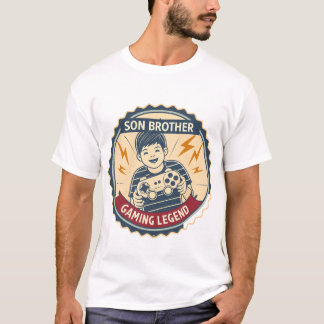 Son Brother Gaming Legend Retro Gamer Kid Badge  T Shirt
