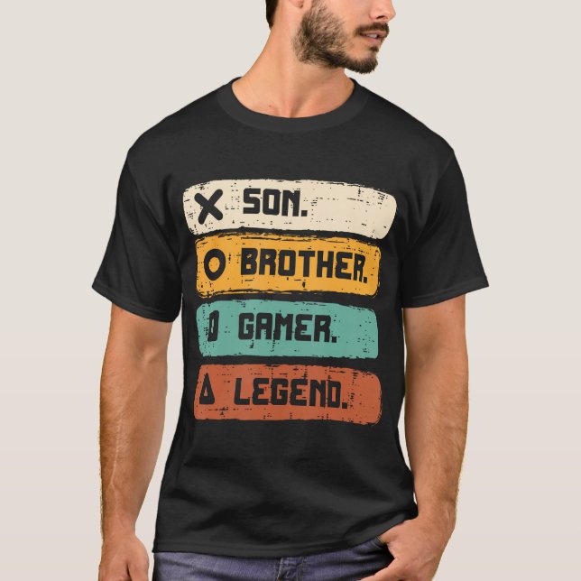 Son Brother Video Gamer Legend Gaming Manar Boys K T Shirt (Framsida)