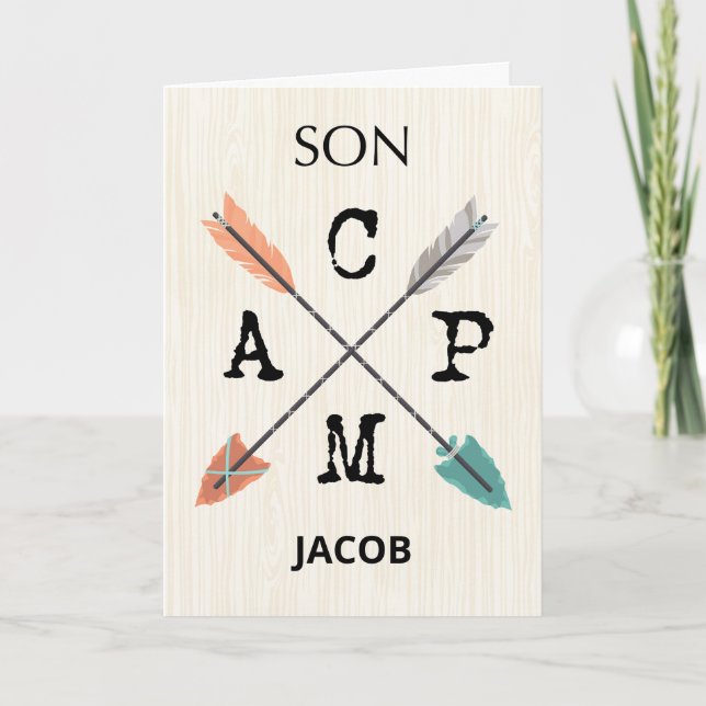 Son Camp Personalize Namn-pilar Kort (Framsida)