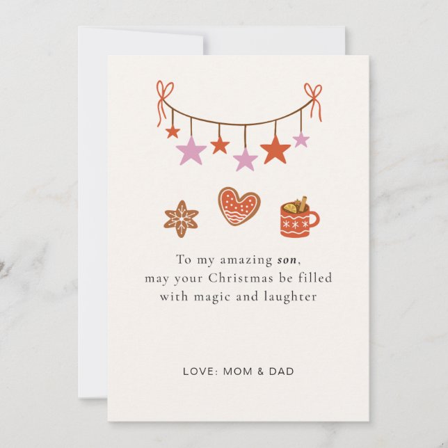 Son Christmas Card Cute Personalized Julkort (Framsida)