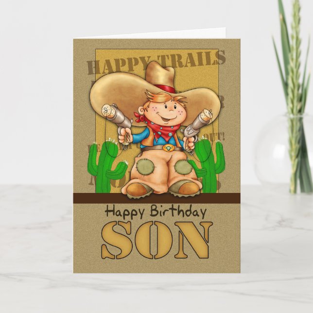 Son Cowboy Birthday Card - Rootin'Tootin'Birthda Kort (Framsida)