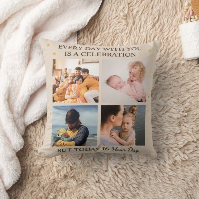 Son & Daughter Day – 4 Photo Family Love Pillow Kudde (Filt)