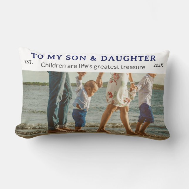 Son & Daughter Personalized Throw Pillow Gift Lumbarkudde (Framsida)