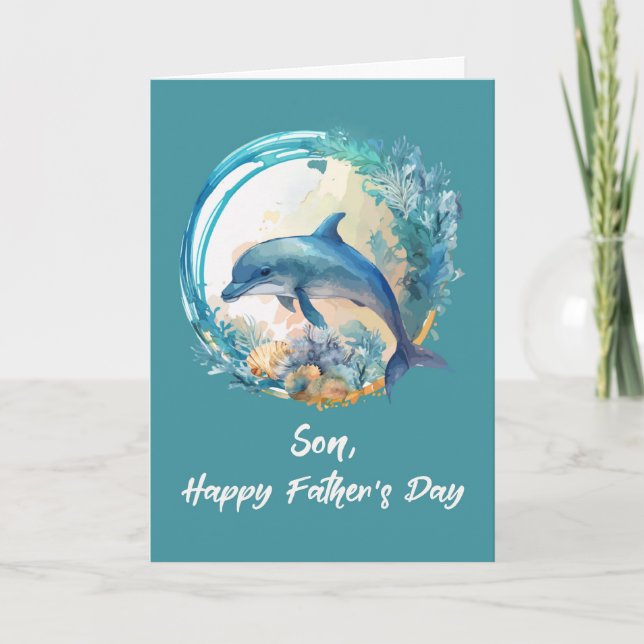 Son Dolphin Fars dag Ocean Vågar of Life Kort (Framsida)