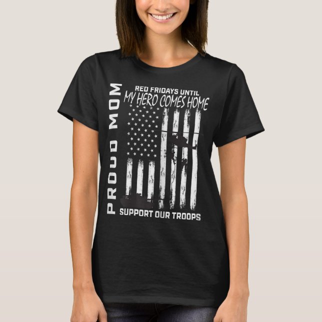 Son Dotter Mamma Red Fredag militära stödtrupp T Shirt (Framsida)