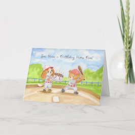 Son Födelsedag Baseboll Teddybjörn och Cavalier Ki Kort