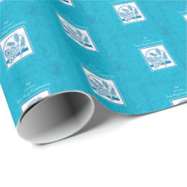 Son, första gemenskap, vete, druvor blå presentpapper